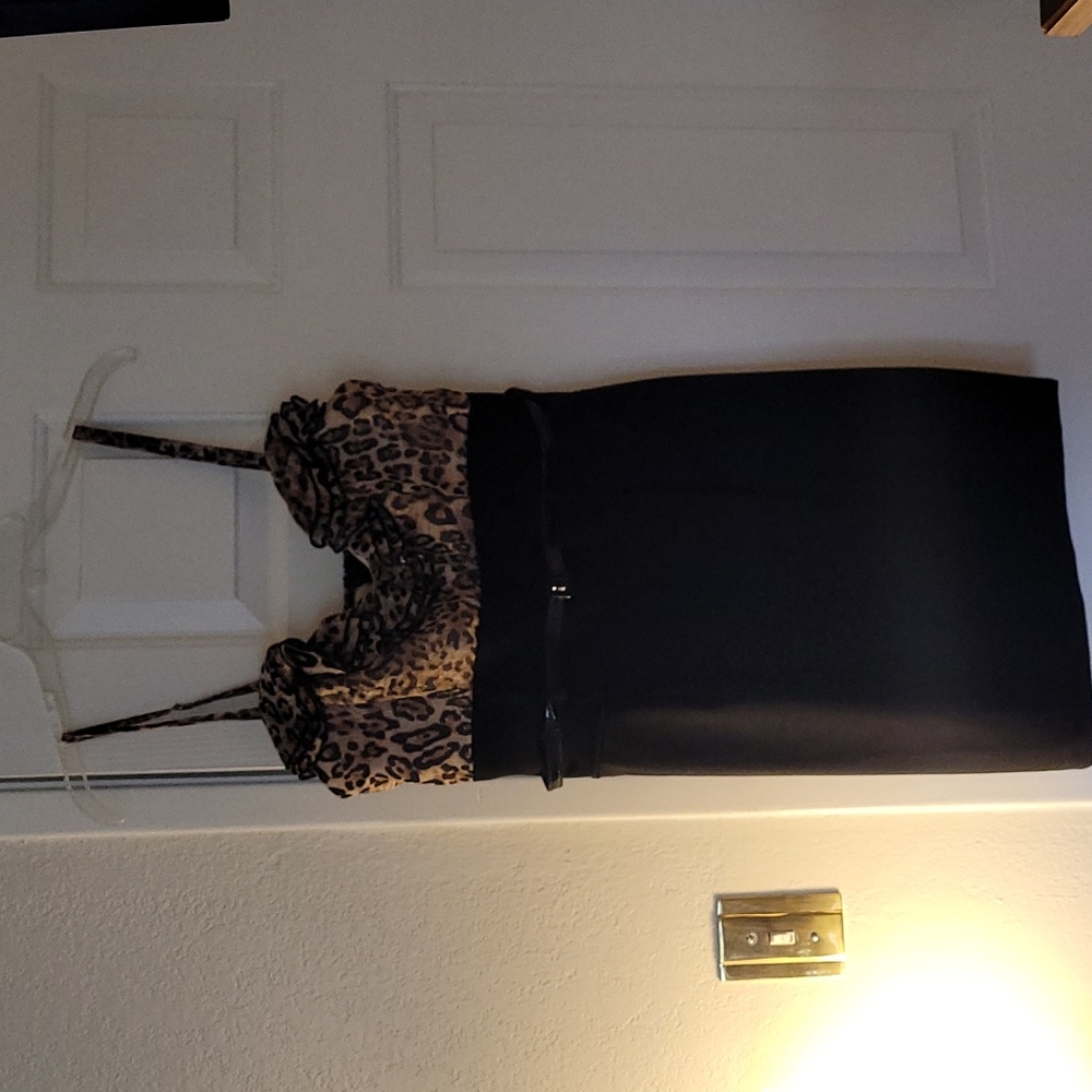 Holiday dress, leopard and black,  Size 11